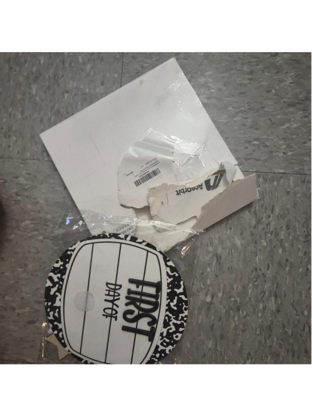 First day of school decorations with black and white leopard print and 'FIRST DA